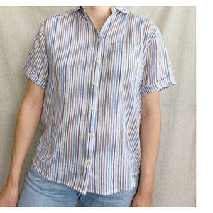 Madewell Chronicle Rainbow Stripe Button Down Short Sleeve Top Size XXS